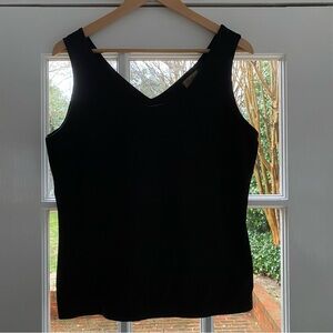 Boutique Essentials Women's Black Stretch V-Neck Camisole Tank Size XL USA Made